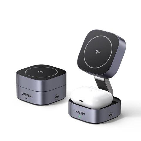 3w1 Ładowarka indukcyjna MagSafe Qi2 USB-C do telefonu słuchawek - czarna