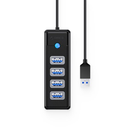 Hub rozdzielacz PW4U-U3 USB-A - 4x USB-A - czarny