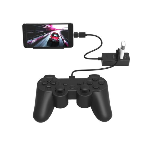 Hub rozdzielacz W5P-U2-100 4x USB-A microUSB 5V 1m - czarny