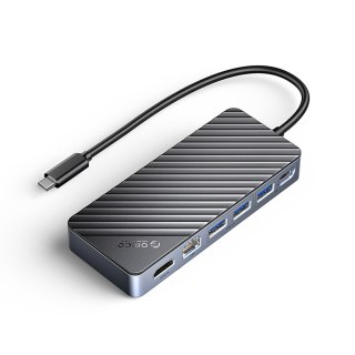 Hub stacja dokująca OM28PR-G2 z kieszenią na dysk M.2 USB-C - USB-A USB-C HDMI Ethernet - czarna