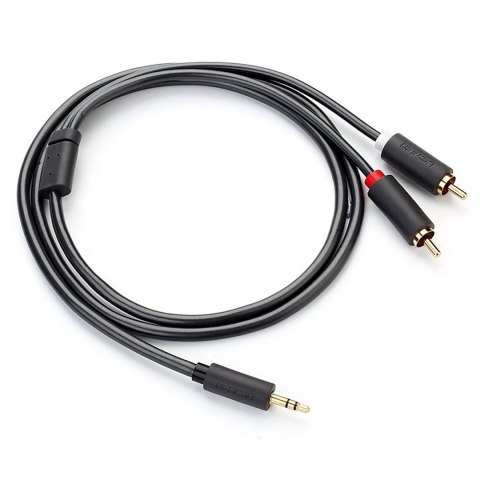 Kabel przewód audio 3.5 mm mini jack (męski) - 2RCA (męski) 1m - szary