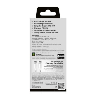 Ładowarka sieciowa Power Delivery USB-A USB-C 20W - biała