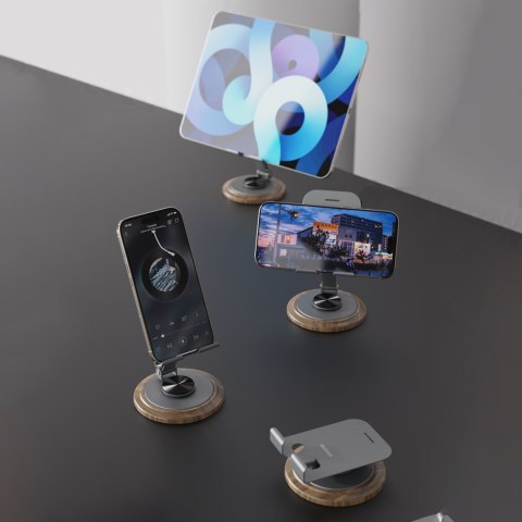 Podstawka stojak do telefonu 360 stopni metalowy - szary