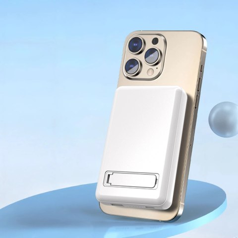 Powerbank K14S+ 10000mAh z podstawką 20W USB-A / USB-C / MagSafe - biały