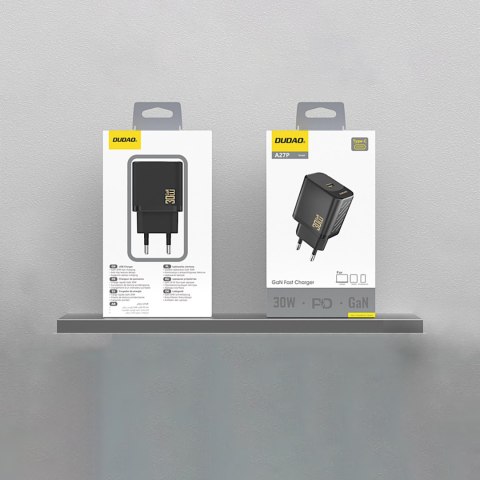 Szybka ładowarka sieciowa 30W PD GaN USB-C - czarna