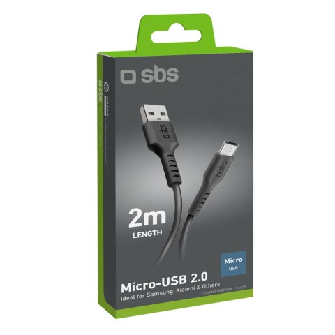 Kabel przewód USB-A - Micro-USB 2m - czarny