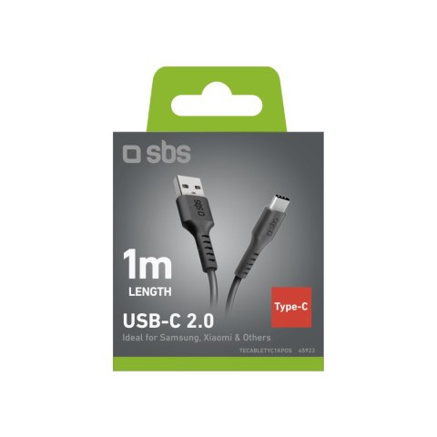 Kabel przewód USB-A - USB-C 1m - czarny