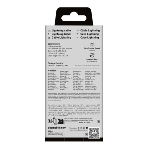 Kabel przewód USB-C - iPhone Lightning 1m - czarny