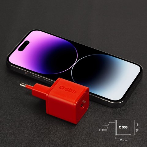 Ładowarka sieciowa GaN z Power Delivery 20W - czerwona