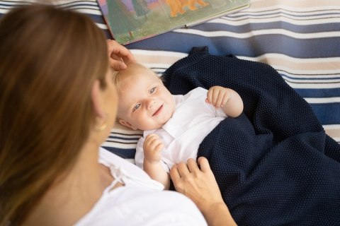 KOC DZIERGANY BAWEŁNA GRANATOWY 100 X 80