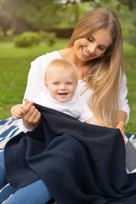 KOC DZIERGANY BAWEŁNA GRANATOWY 100 X 80