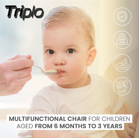 KRZESEŁKO DO KARMIENIA 3W1 TRIPLO GREY