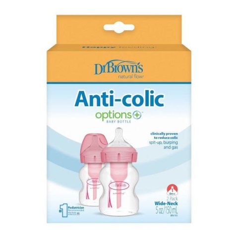 WB52601 BUTELKA Z SZEROKĄ SZYJKĄ 150ML OPTIONS+ 2-PAK RÓŻOWY