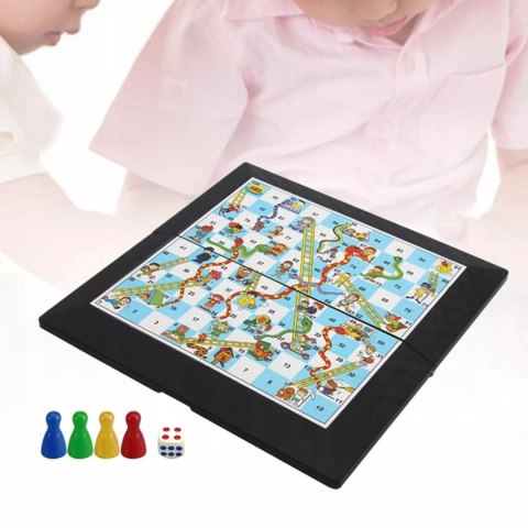 Gra planszowa węże i drabiny klasyczna składana plansza pionki kostka 2314