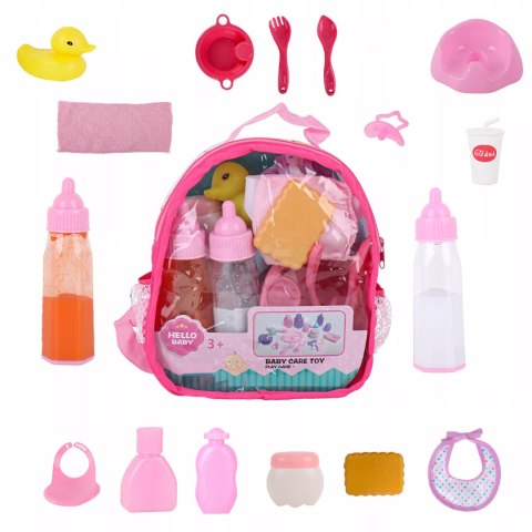 Zestaw dla lalki nocnik butelka śliniak plecak - akcesoria do karmienia
