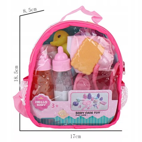 Zestaw dla lalki nocnik butelka śliniak plecak - akcesoria do karmienia