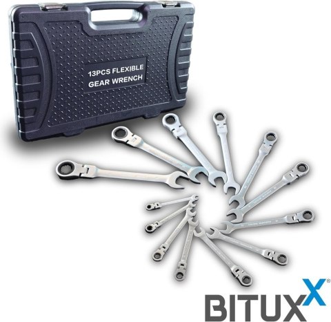 Klucze płasko-oczkowe z grzechotką 13 elementów