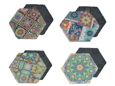 Kpl. 4 podkładek kamiennych - Sześciokątne, Maroko (CARMANI)