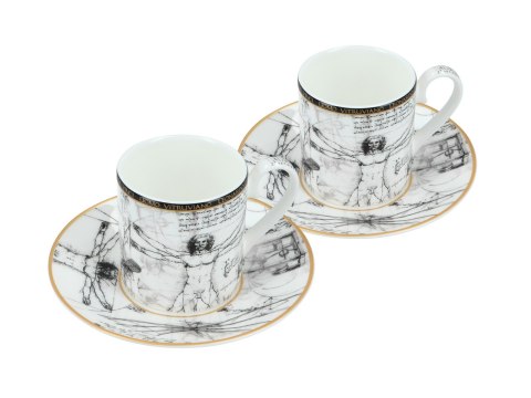 Kpl. 2 filiżanek espresso - L. Da Vinci, Człowiek Witruwiański (CARMANI)