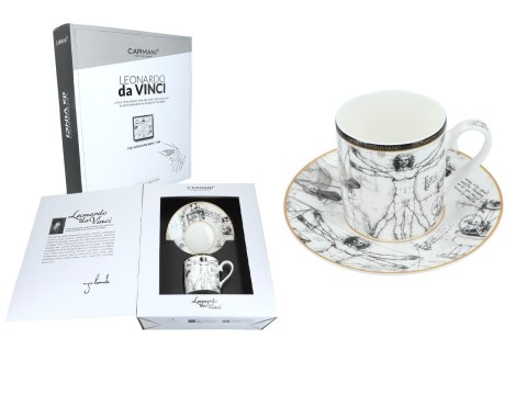 Kpl. Filiżanka ze spodkiem - L. Da Vinci, Człowiek Witruwiański (CARMANI)