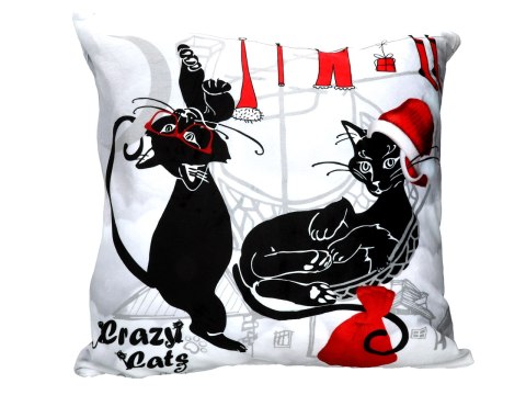 Poduszka z wypełnieniem/suwak - Świąteczne kociaki (CARMANI)