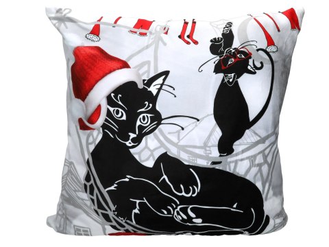Poduszka z wypełnieniem/suwak - Świąteczne kociaki (CARMANI)