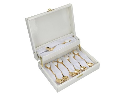 Kpl. 6 łyżeczek + 1 do cukru - Białe oczka (CARMANI)