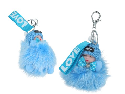 Breloczek do kluczy - Niemowlak, niebieski pompon