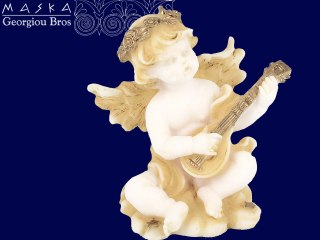 Aniołek grający na gitarze -alabaster grecki
