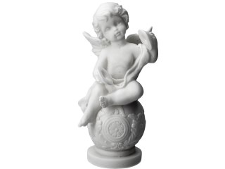 Aniołek siedzący na kuli - alabaster grecki