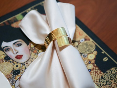 Kpl. 2 Pierścieni na serwetkę - Obrączki ozdobne, złote