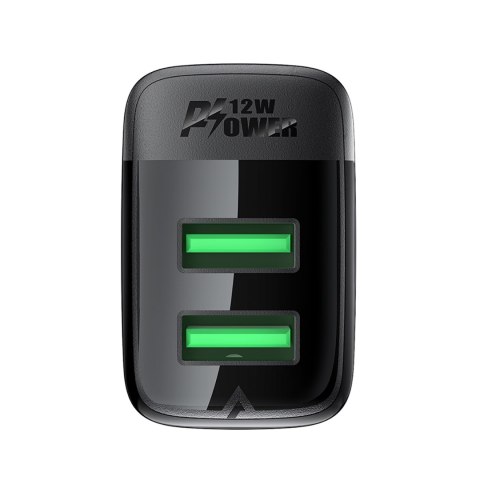 Ładowarka sieciowa A86 2x USB-A 12W - czarna