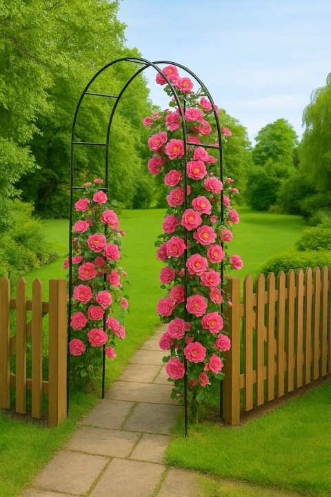 Pergola ogrodowa na róże pnącza czarna