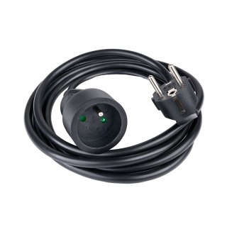 Przedłużacz elektryczny z uziemieniem 1 gniazdo 2m - czarny