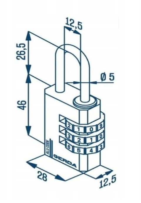 KŁÓDKA PAŁĄKOWA ALUMINIOWA SZYFROWA 3 DYSKI KAS S30 CZARNA
