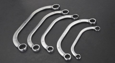 KOMPLET KLUCZY OCZKOWYCH WYGIĘTYCH 9-22MM 5SZT.