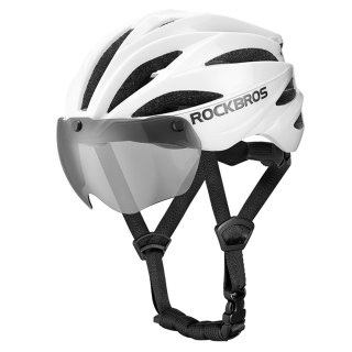 Kask rowerowy z szybką odpinanymi okularami z filtrem UV unisex - biały mat
