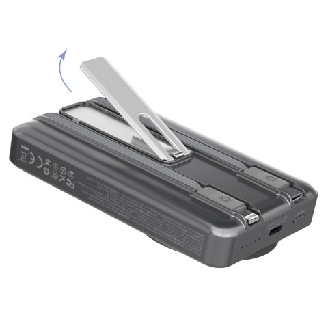 Powerbank K29 10000mAh MagSafe metalowa obudowa podstawka kable USB-C iPhone Lightning PD 20W - srebrny