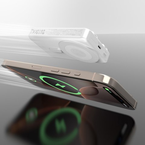 Powerbank K29 10000mAh MagSafe metalowa obudowa podstawka kable USB-C iPhone Lightning PD 20W - szary