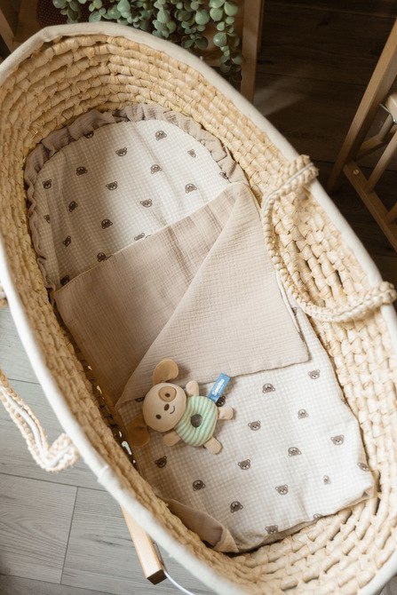 KOMPLET DO WÓZKA MUŚLIN MISIE BEŻOWY