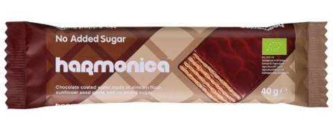 WAFELEK Z SAMOPSZY Z KREMEM MLECZNO - KAKAOWYM W POLEWIE Z MLECZNEJ CZEKOLADY BEZ DODATKU CUKRÓW BIO 40 g - HARMONICA