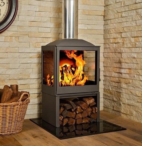 Podstawa szklana hartowana - szyba pod Piec lub Kominek 100x80 cm CZARNA