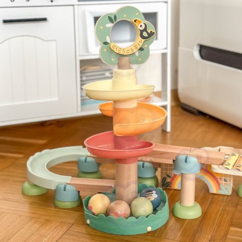 TOOKY TOY Drewniany Muzyczny Tor Kulkowy Kulodrom 44 el. Pastelowe