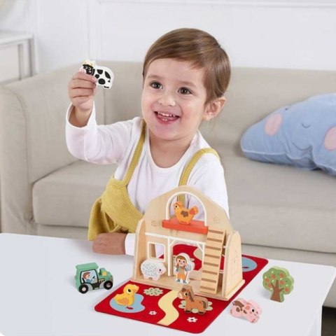 TOOKY TOY Drewniana Składana Farma w Walizce ze Zwierzątkami