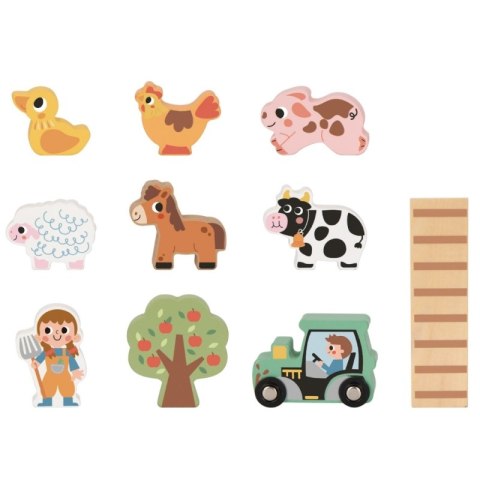 TOOKY TOY Drewniana Składana Farma w Walizce ze Zwierzątkami