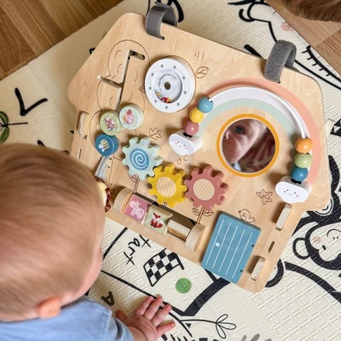 TOOKY TOY Duża Drewniana Tablica Manipulacyjna Domek - Centrum Aktywności