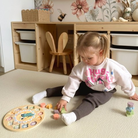 TOOKY TOY Zegar Drewniana Zabawka Edukacyjna Nauka Czasu Kształtów