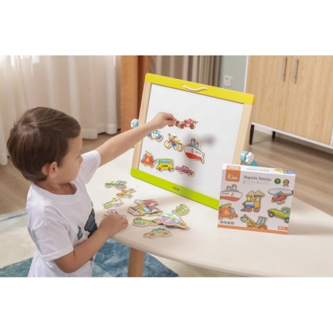 VIGA Drewniane magnesy pojazdy zestaw