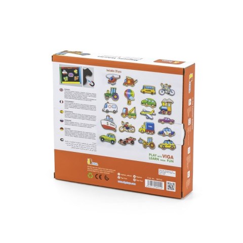 VIGA Drewniane magnesy pojazdy zestaw