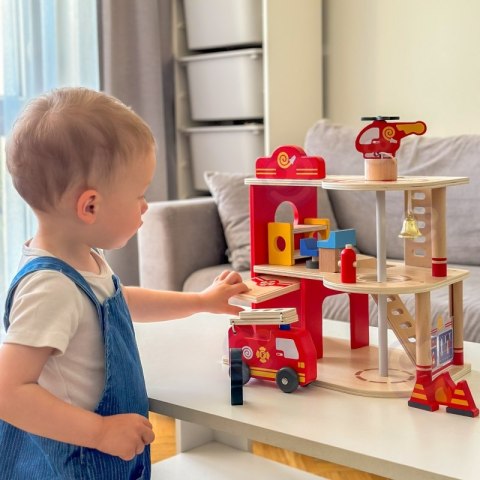 VIGA Drewniany Garaż Remiza Straży Pożarnej Zestaw 14 el